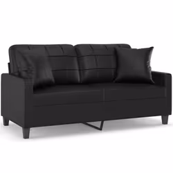 Divano a 2 Posti con Cuscini Nero 140 cm in Similpellecod mxl 118905 - Vista aggiuntiva 2