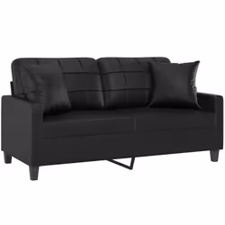 Divano a 2 Posti con Cuscini Nero 140 cm in Similpellecod mxl 118905 - Vista aggiuntiva 3