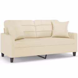 Divano a 2 Posti con Cuscini Crema 140 cm in Similpellecod mxl 94984 - Vista aggiuntiva 2