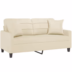 Divano a 2 Posti con Cuscini Crema 140 cm in Similpellecod mxl 94984 - Vista aggiuntiva 3
