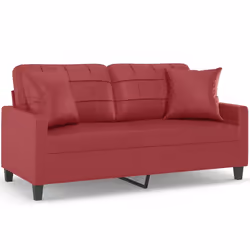 vidaXL Divano a 2 Posti con Cuscini Rosso Vino 140 cm in Similpelle - Vista aggiuntiva 2