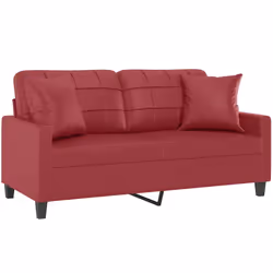 vidaXL Divano a 2 Posti con Cuscini Rosso Vino 140 cm in Similpelle - Vista aggiuntiva 3