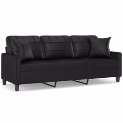 Divano a 3 Posti con Cuscini Nero 180 cm in Similpellecod mxl 125269 - Vista aggiuntiva 2