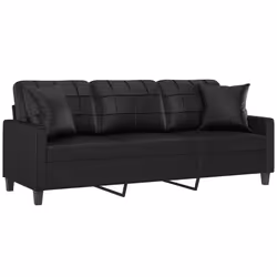 Divano a 3 Posti con Cuscini Nero 180 cm in Similpellecod mxl 125269 - Vista aggiuntiva 3
