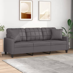 Divano a 3 Posti con Cuscini Grigio 180 cm in Similpellecod mxl 94996