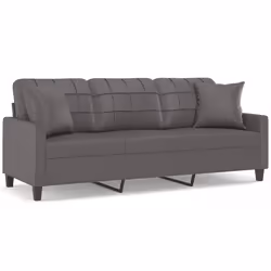 Divano a 3 Posti con Cuscini Grigio 180 cm in Similpellecod mxl 94996 - Vista aggiuntiva 2