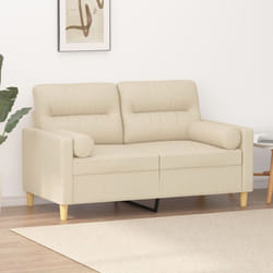 Divano a 2 Posti con Cuscini Crema 120 cm in Tessuto vidaXL 94596