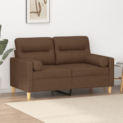 vidaXL Divano a 2 Posti con Cuscini Marrone 120 cm in Tessuto