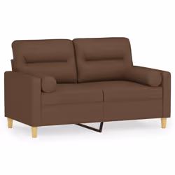 vidaXL Divano a 2 Posti con Cuscini Marrone 120 cm in Tessuto - Vista aggiuntiva 2