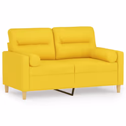 Divano a 2 Posti con Cuscini Giallo Chiaro 120 cm in Tessutocod mxl 70952 - Vista aggiuntiva 2