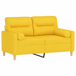 Divano a 2 Posti con Cuscini Giallo Chiaro 120 cm in Tessutocod mxl 70952 - Vista aggiuntiva 3