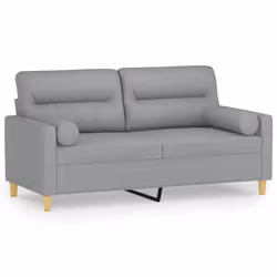 vidaXL Divano a 2 Posti con Cuscini Grigio Chiaro 140 cm in Tessuto - Vista aggiuntiva 2