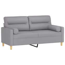 vidaXL Divano a 2 Posti con Cuscini Grigio Chiaro 140 cm in Tessuto - Vista aggiuntiva 3