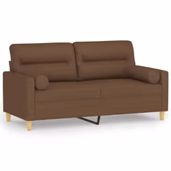vidaXL Divano a 2 Posti con Cuscini Marrone 140 cm in Tessuto - Vista aggiuntiva 2
