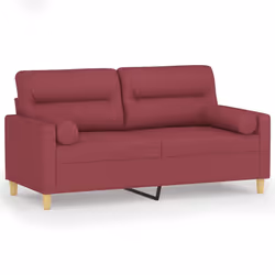 vidaXL Divano a 2 Posti con Cuscini Rosso Vino 140 cm in Tessuto - Vista aggiuntiva 2