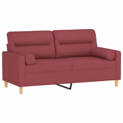 vidaXL Divano a 2 Posti con Cuscini Rosso Vino 140 cm in Tessuto - Vista aggiuntiva 3