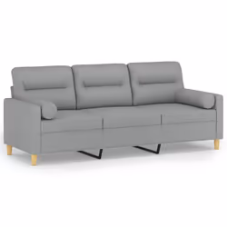 Divano a 3 Posti con Cuscini Grigio Chiaro 180 cm in Tessutocod mxl 126826 - Vista aggiuntiva 2