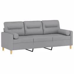 Divano a 3 Posti con Cuscini Grigio Chiaro 180 cm in Tessutocod mxl 126826 - Vista aggiuntiva 3
