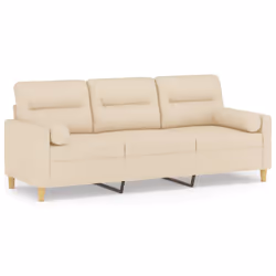 Divano a 3 Posti con Cuscini Crema 180 cm in Tessutocod mxl 102869 - Vista aggiuntiva 2