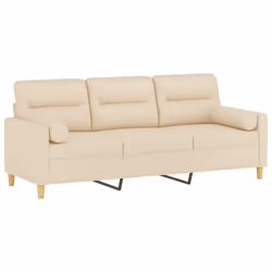 Divano a 3 Posti con Cuscini Crema 180 cm in Tessutocod mxl 102869 - Vista aggiuntiva 3