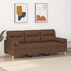 vidaXL Divano a 3 Posti con Cuscini Marrone 180 cm in Tessuto