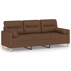 vidaXL Divano a 3 Posti con Cuscini Marrone 180 cm in Tessuto - Vista aggiuntiva 2