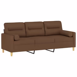 vidaXL Divano a 3 Posti con Cuscini Marrone 180 cm in Tessuto - Vista aggiuntiva 3