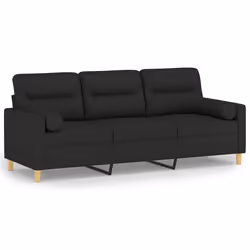 Divano a 3 Posti con Cuscini Nero 180 cm in Tessutocod mxl 102873 - Vista aggiuntiva 2