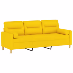 Divano a 3 Posti con Cuscini Giallo Chiaro 180 cm in Tessutocod mxl 118911 - Vista aggiuntiva 3