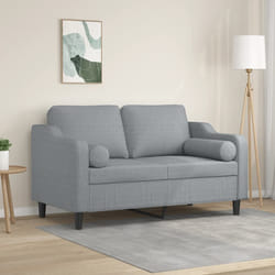 vidaXL Divano a 2 Posti con Cuscini Grigio Chiaro 120 cm in Tessuto