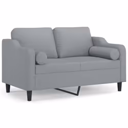 vidaXL Divano a 2 Posti con Cuscini Grigio Chiaro 120 cm in Tessuto - Vista aggiuntiva 2