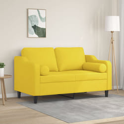 vidaXL Divano a 2 Posti con Cuscini Giallo Chiaro 120 cm in Tessuto