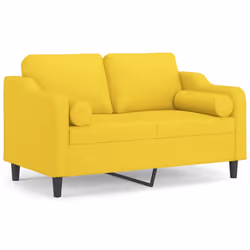 vidaXL Divano a 2 Posti con Cuscini Giallo Chiaro 120 cm in Tessuto - Vista aggiuntiva 2