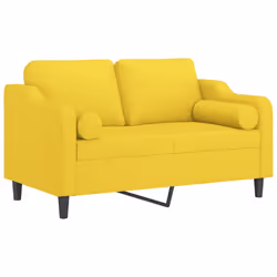 vidaXL Divano a 2 Posti con Cuscini Giallo Chiaro 120 cm in Tessuto - Vista aggiuntiva 3
