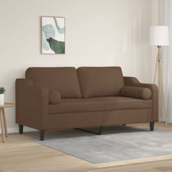 Vidaxl - Divano a 2 Posti con Cuscini Marrone 140 cm in Tessuto 63723