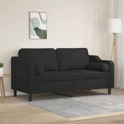 Vidaxl - Divano a 2 Posti con Cuscini Nero 140 cm in Tessuto 48594