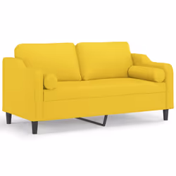Divano a 2 Posti con Cuscini Giallo Chiaro 140 cm in Tessutocod mxl 95003 - Vista aggiuntiva 2