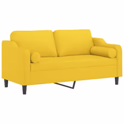 Divano a 2 Posti con Cuscini Giallo Chiaro 140 cm in Tessutocod mxl 95003 - Vista aggiuntiva 3