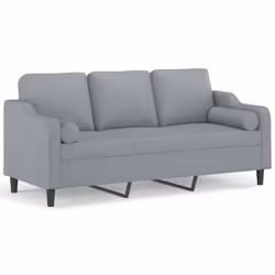 Divano a 3 Posti con Cuscini Grigio Chiaro 180 cm in Tessutocod mxl 70972 - Vista aggiuntiva 2
