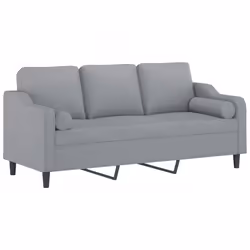 Divano a 3 Posti con Cuscini Grigio Chiaro 180 cm in Tessutocod mxl 70972 - Vista aggiuntiva 3