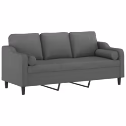 vidaXL Divano a 3 Posti con Cuscini Grigio Scuro 180 cm in Tessuto - Vista aggiuntiva 3