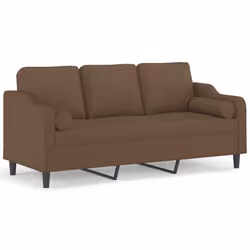vidaXL Divano a 3 Posti con Cuscini Marrone 180 cm in Tessuto - Vista aggiuntiva 2
