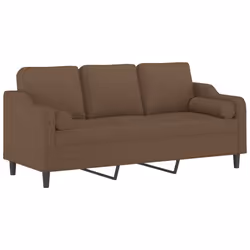 vidaXL Divano a 3 Posti con Cuscini Marrone 180 cm in Tessuto - Vista aggiuntiva 3