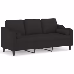 Divano a 3 Posti con Cuscini Nero 180 cm in Tessutocod mxl 118945 - Vista aggiuntiva 2