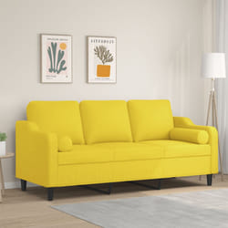 Divano a 3 Posti con Cuscini Giallo Chiaro 180 cm in Tessutocod mxl 70986