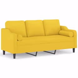 Divano a 3 Posti con Cuscini Giallo Chiaro 180 cm in Tessutocod mxl 70986 - Vista aggiuntiva 2