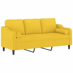 Divano a 3 Posti con Cuscini Giallo Chiaro 180 cm in Tessutocod mxl 70986 - Vista aggiuntiva 3