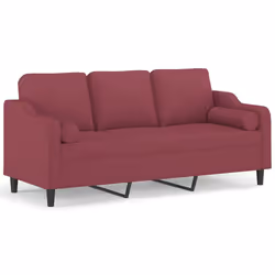 Divano a 3 Posti con Cuscini Rosso Vino 180 cm in Tessutocod mxl 95004 - Vista aggiuntiva 2