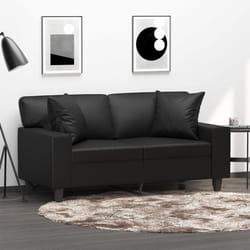 vidaXL Divano a 2 Posti con Cuscini Nero 120 cm in Similpelle