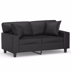 vidaXL Divano a 2 Posti con Cuscini Nero 120 cm in Similpelle - Vista aggiuntiva 2
